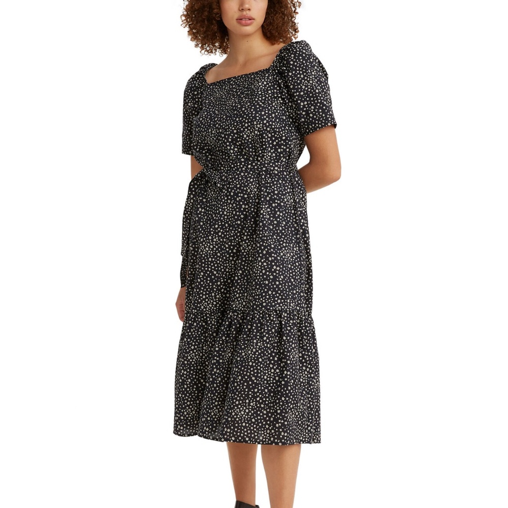 Levi's Women's Bailey Cotton Midi Dress (Medium, Scattered Floral Caviar)